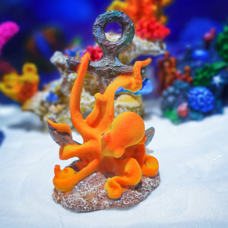 Aquarium Fish Monster - Retro Reçine Peyzaj Süsü, Ahtapot ve