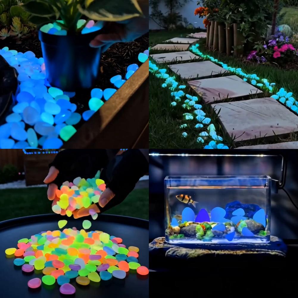 Fish Aquarium Home - 200/1000 adet aydınlık taşlar karanlıkta parlayan